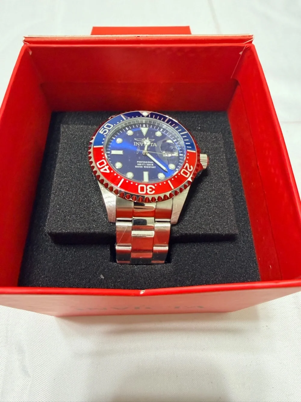 Invicta Professional Diver Watch - Blue Dial with Red & Blue Bezel